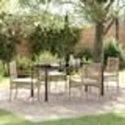vidaXL Ensemble de Dîner de Jardin 5 Pièces avec Coussins Beige en Poly Rattan