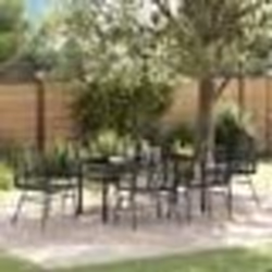 vidaXL Ensemble de repas de jardin 7 pièces en poly rotin noir