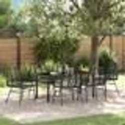 vidaXL Ensemble de repas de jardin 7 pièces en poly rotin noir