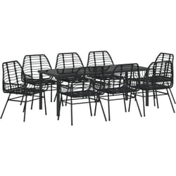 Ensemble de salle à manger de jardin 9 pièces Noir Poly Rotin Vidaxl