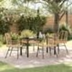 vidaXL Set de jardin de 5 pièces en résine tressée marron