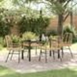 vidaXL Set de jardin de 5 pièces en résine tressée marron