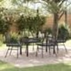 vidaXL Ensemble de 5 pièces de salle à manger de jardin avec coussins en poly rattan noir