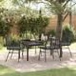 vidaXL Ensemble de jardin de 5 pièces avec coussins noirs en poly rattan