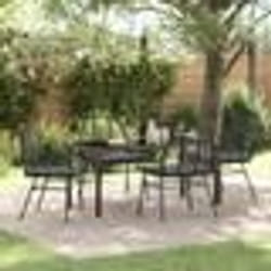 vidaXL Ensemble de jardin de 5 pièces avec coussins noirs en poly rattan