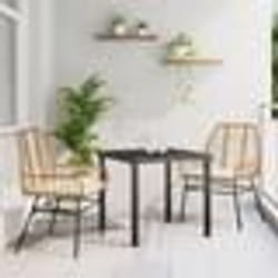 vidaXL Set de salle à manger de jardin 3 pièces avec coussins en rotin synthétique brun.