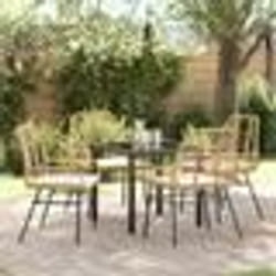 vidaXL Ensemble de jardin de 5 pièces avec coussins en rotin synthétique marron.