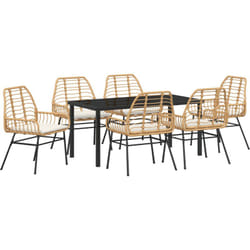 Ensemble de salle à manger de jardin 7 pièces avec coussins marron en poly rotin vidaXL