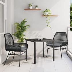Vidaxl - Ensemble de repas de jardin de 3 pièces avec coussins en rattan poly noir