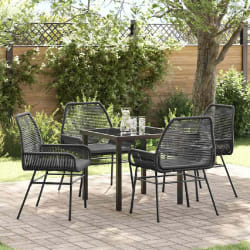 vidaXL Ensemble de jardin de 5 pièces avec coussins en poly rotin noir