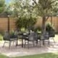 vidaXL Set de jardin 7 pièces avec coussins en poly rotin noir