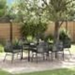 vidaXL Set de jardin 7 pièces avec coussins en poly rotin noir