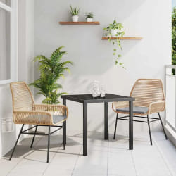 vidaXL Ensemble de salle à manger de jardin 3 pièces avec coussins marron en poly rotin