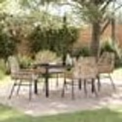vidaXL Ensemble de salle à manger de jardin 5 pièces avec coussins en poly rotin marron