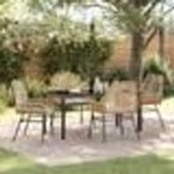 vidaXL Ensemble de jardin 5 pièces avec coussins marron en poly rotin