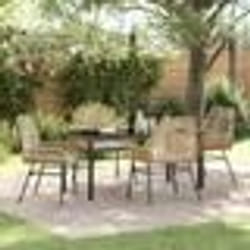 vidaXL Ensemble de jardin 5 pièces avec coussins marron en poly rotin