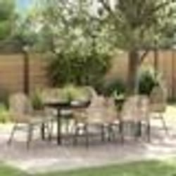 vidaXL Ensemble de jardin 7 pièces avec coussins marron en poly rotin.