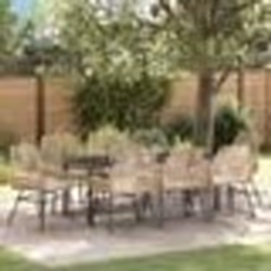 vidaXL Ensemble de jardin de 9 pièces avec des coussins en poly rattan marron.