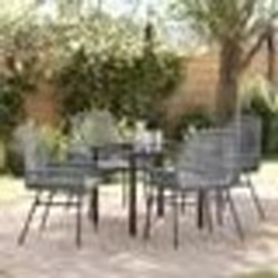 vidaXL Set de salle à manger de jardin 5 pièces avec coussins en poly rotin gris.