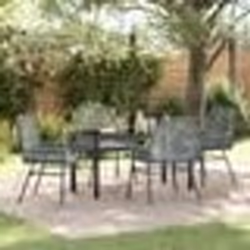 vidaXL Ensemble de salle à manger de jardin 5 pièces avec coussins gris en poly rattan