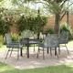 vidaXL Ensemble de salle à manger de jardin 5 pièces avec coussins gris en poly rattan