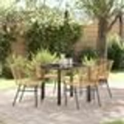 vidaXL Ensemble de 5 pièces de salle à manger de jardin en poly rattan marron