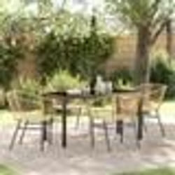 vidaXL Set de Salle à Manger de Jardin 5 Pièces Marron en Poly Rattan
