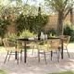 vidaXL Set de salle à manger de jardin de 5 pièces marron en poly rattan