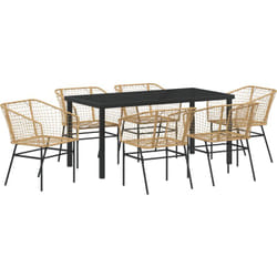 Vidaxl - Set de salle à manger de jardin 7 pièces en poly rattan marron