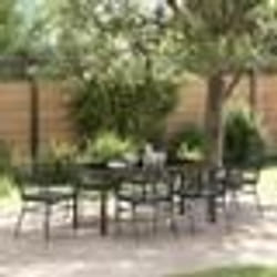 vidaXL Set de jardin de 7 pièces avec des coussins en rotin noir.