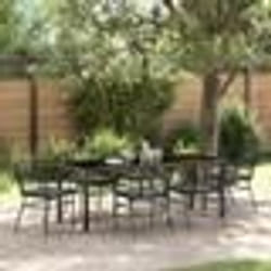 vidaXL Set de 7 pièces de salle à manger de jardin , avec des coussins en poly rattan noir.