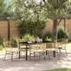 vidaXL Ensemble de salle à manger de jardin 7 pièces avec coussins en poly rattan marron.