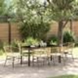 vidaXL Ensemble de salle à manger de jardin 7 pièces avec coussins en poly rattan marron.