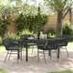 vidaXL Ensemble de jardin 5 pièces avec coussins en poly rattan noir.