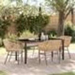 vidaXL Set de salle à manger de jardin de 5 pièces avec des coussins en polyrotin marron