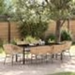vidaXL Ensemble de salle à manger de jardin - 7 pièces avec coussins en poly rattan marron.