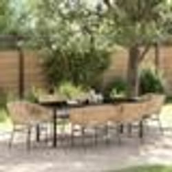 vidaXL Ensemble de salle à manger de jardin - 7 pièces avec coussins en poly rattan marron.