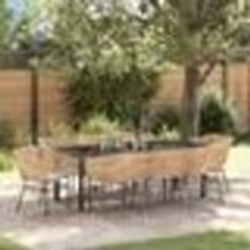 vidaXL Ensemble de jardin de 9 pièces avec coussins en poly rotin brun