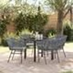 vidaXL Ensemble de salle à manger de jardin 5 pièces avec coussins gris en poly rotin