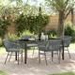 vidaXL Ensemble de salle à manger de jardin 5 pièces avec coussins gris en rotin synthétique