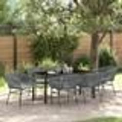 vidaXL Ensemble de salle à manger de jardin 7 pièces avec coussins en poly rotin gris.
