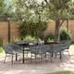 vidaXL Set de 7 pièces de salle à manger de jardin avec des coussins en poly rotin gris