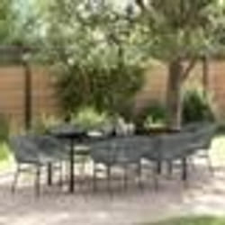 vidaXL Set de 7 pièces de salle à manger de jardin avec des coussins en poly rotin gris