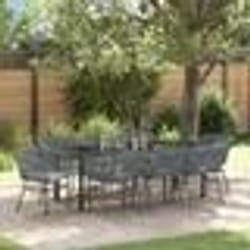 vidaXL Set de salle à manger de jardin , 9 pièces avec coussins en poly rotin gris.