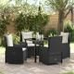 vidaXL Ensemble de Jardin 5 pièces - Noir en poly rattan