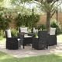vidaXL Set de jardin 5 pièces en poly rattan noir