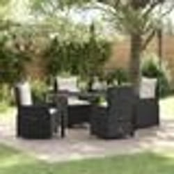 vidaXL Ensemble de salle à manger de jardin 5 pièces Noir en poly rotin