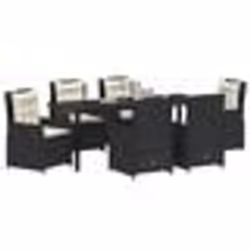 vidaXL Set de salle à manger de jardin 7 pièces en poly rotin noir