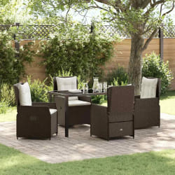 vidaXL Ensemble de salle à manger de jardin 5 pièces en poly rotin marron de