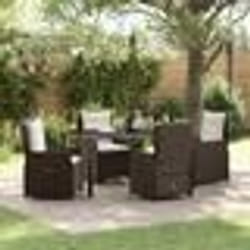 vidaXL Ensemble de repas de jardin 5 pièces Marron en poly rattan